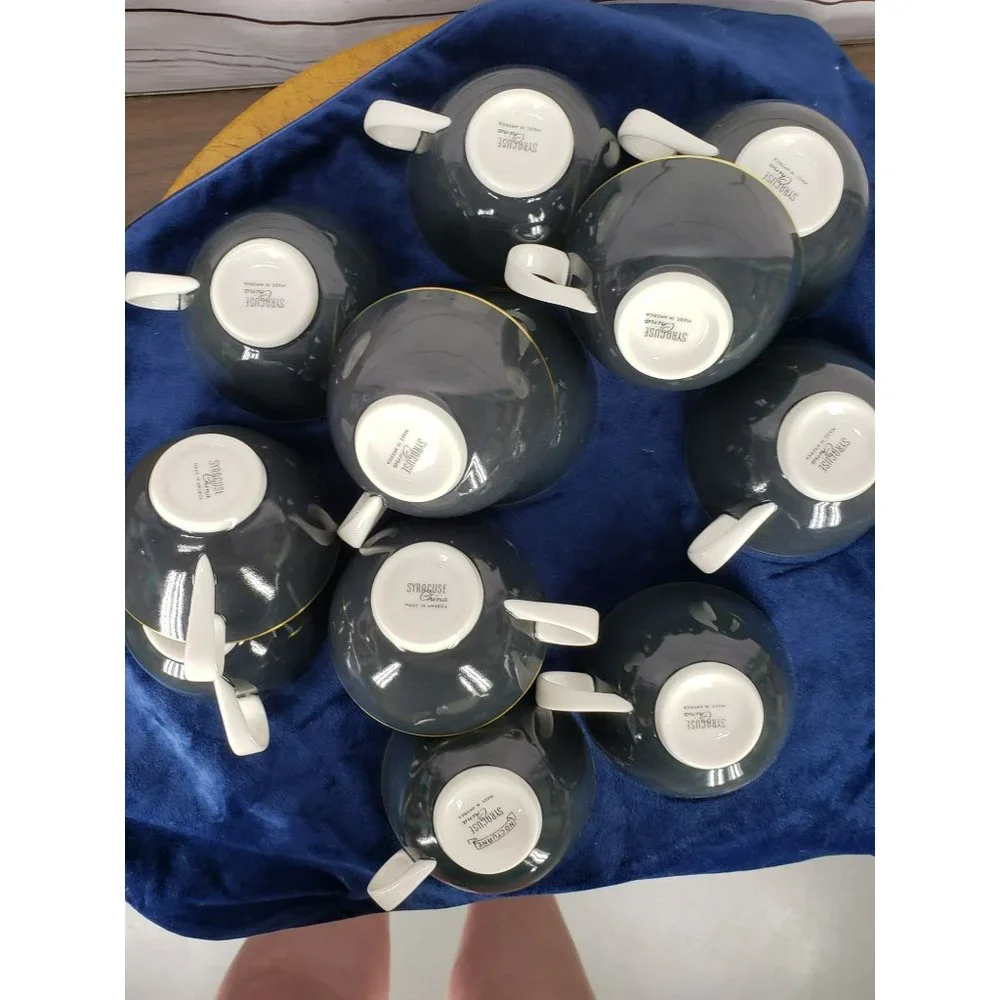 Syracuse Nocturne Cup 704895 Blue White‎ Gold Trim Lot Bundle of 12 Cups